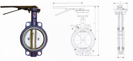手動(dòng)對(duì)夾式蝶閥外形尺寸結(jié)構(gòu)圖