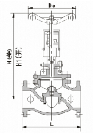 KPF-16型平衡閥產(chǎn)品外形及結構尺寸示意圖